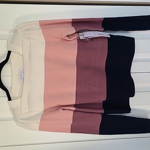 LIZ CLAIBORNE BRAND WOMENS PEACH, PURPLE & BLUE STRIPES PULLOVER SWEATER SIZE XS